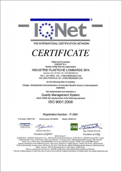 Гофрорукав вентиляционный, гофрорукав аспирационный - сертификат-2 ISO IPL